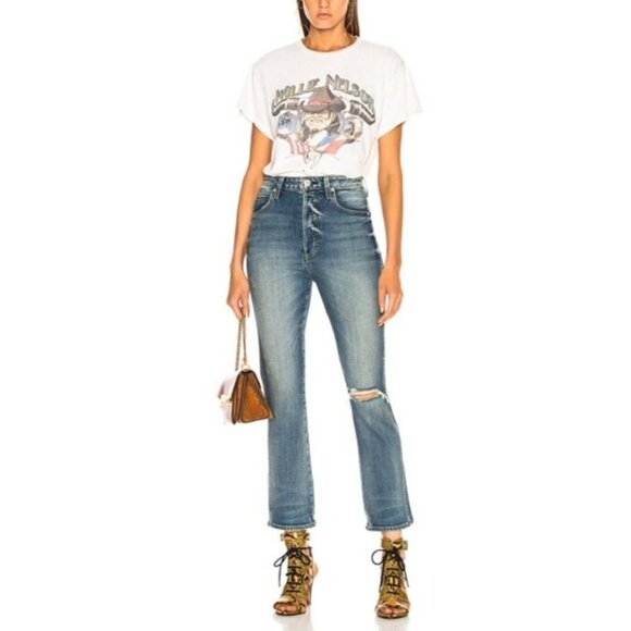 Amo Jeans Womens Size 25 Chloe Crop Medium Wash Button Fly - Picture 1 of 13